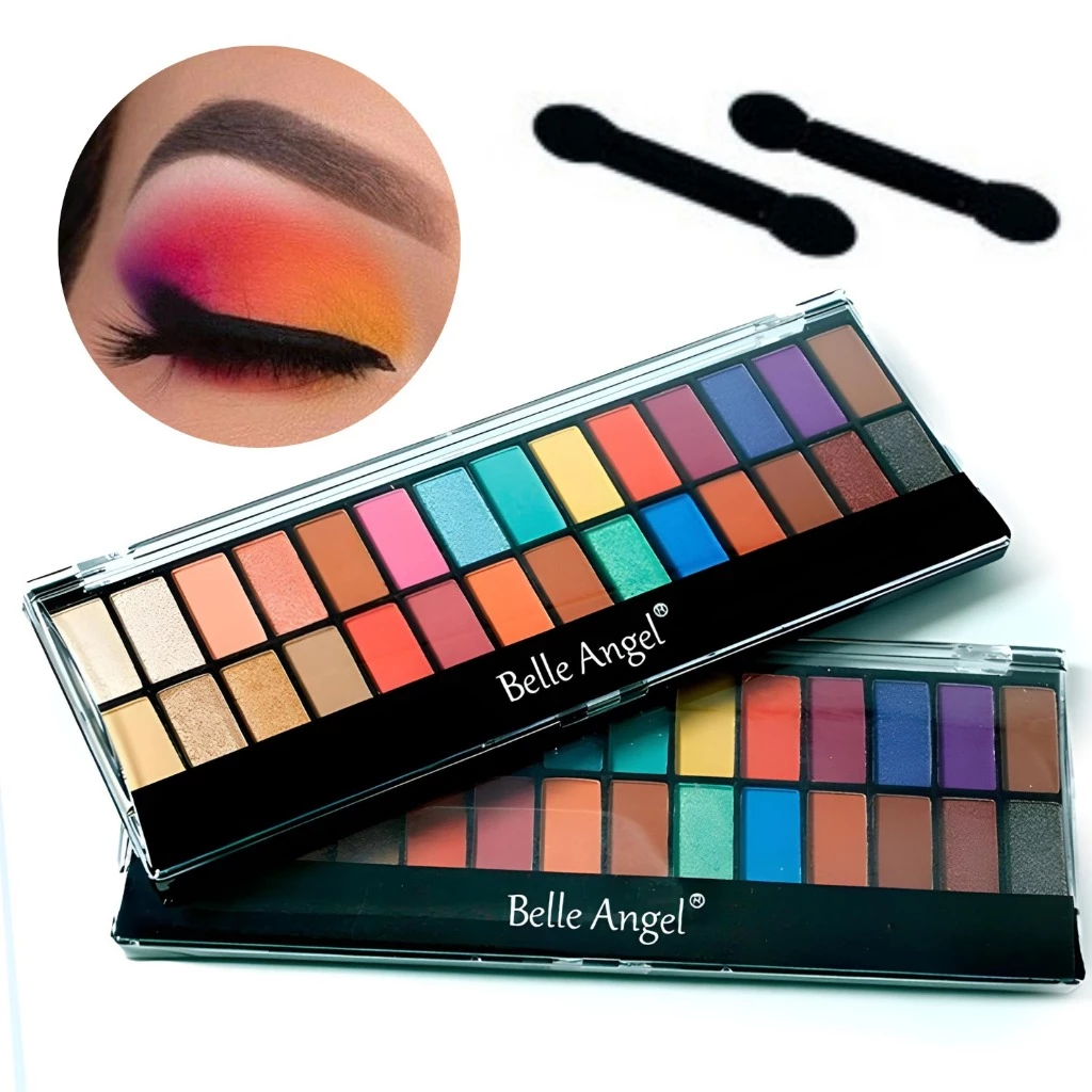 Paleta de Sombras Belle Angel 28 Cores Opacas – Alta Pigmentação e Longa Duração