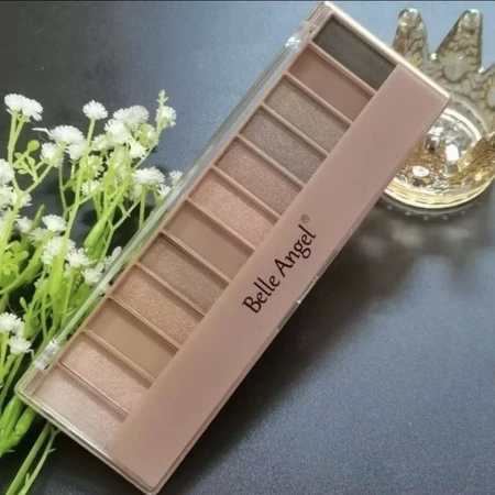 Paleta de Sombras Belle Angel 12 Cores Foscas e Peroladas com Pincel Aplicador